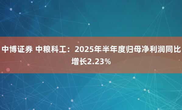 中博证券 中粮科工：2025年半年度归母净利润同比增长2.23%